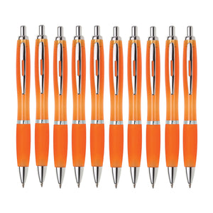 Kugelschreiber ergonomisch | 10 Stück | Hochwertige Tinte in Blau | Für Büro Schule und Haushalt | Transparent (Dunkel Blau)