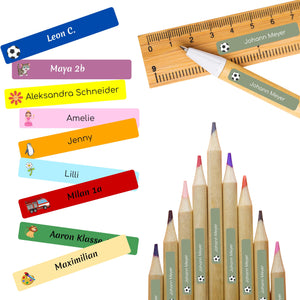 Namensaufkleber für Stifte | 112 Personalisierte Klebeetiketten für Kinder Schule Kita Uni | Namens Etiketten personalisiert | Made in Germany (Beerenlila)