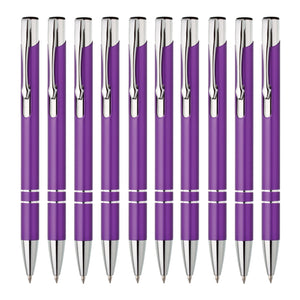 Metall Kugelschreiber 10er Set Hochwertige Blaue Tinte Premium Kullis für Büro Schule und Haushalt (Silber)