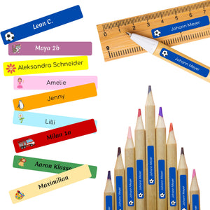 Namensaufkleber für Stifte | 112 Personalisierte Klebeetiketten für Kinder Schule Kita Uni | Namens Etiketten personalisiert | Made in Germany (Beerenlila)