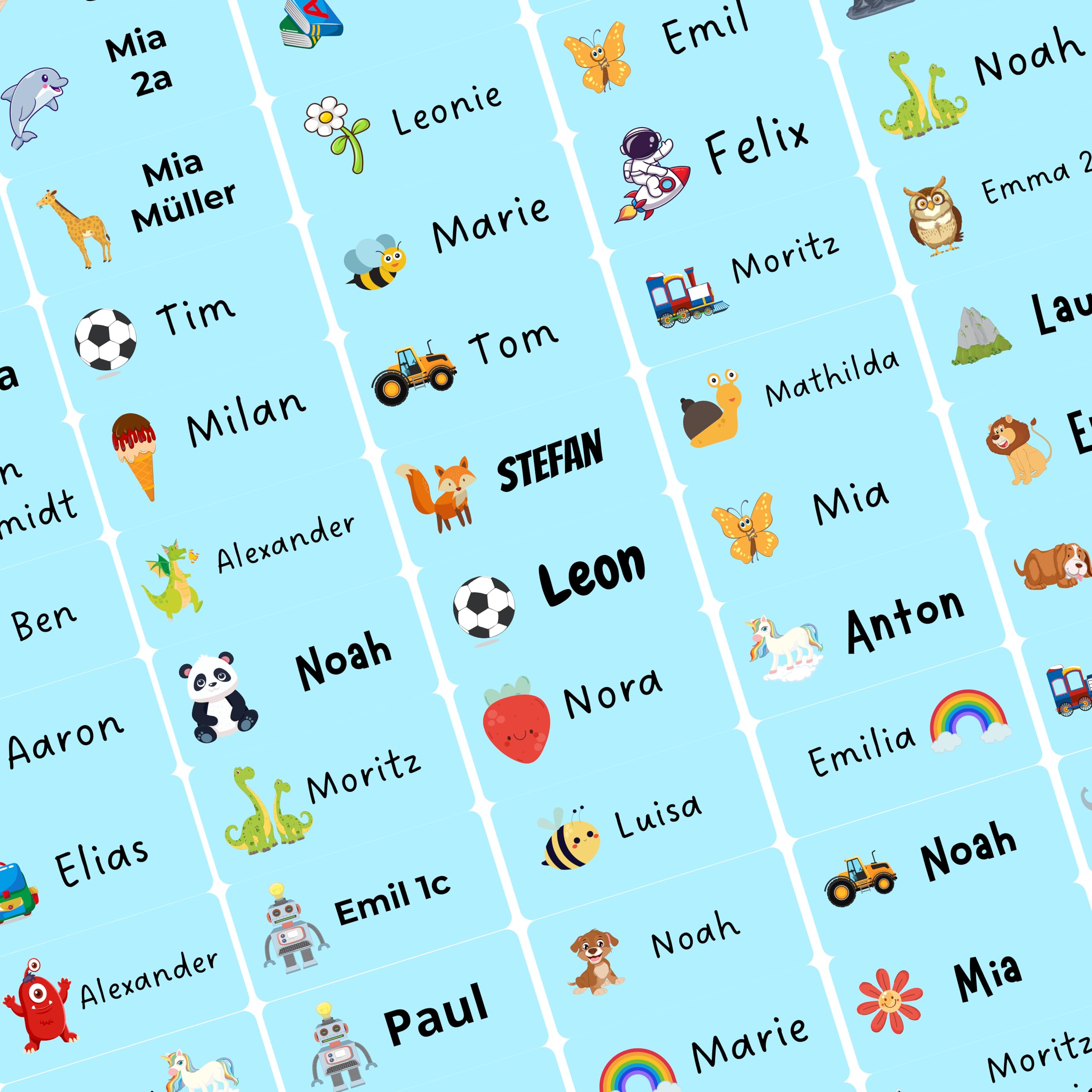 Namensaufkleber Kinder für Schule und KiTA 85 Stück Namens Etiketten personalisiert Made in Germany (Froschgrün)