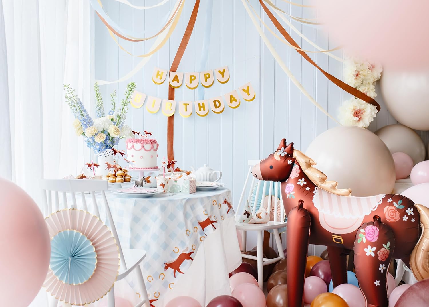 Folienballon Pferd 101x105cm - XXL Ballon für Helium oder Luft - Luftballon für Kindergeburtstag Mädchen Geburtstag - Tier Folienluftballon Tierballon - Geburtstagsdeko & Partydeko - Braun