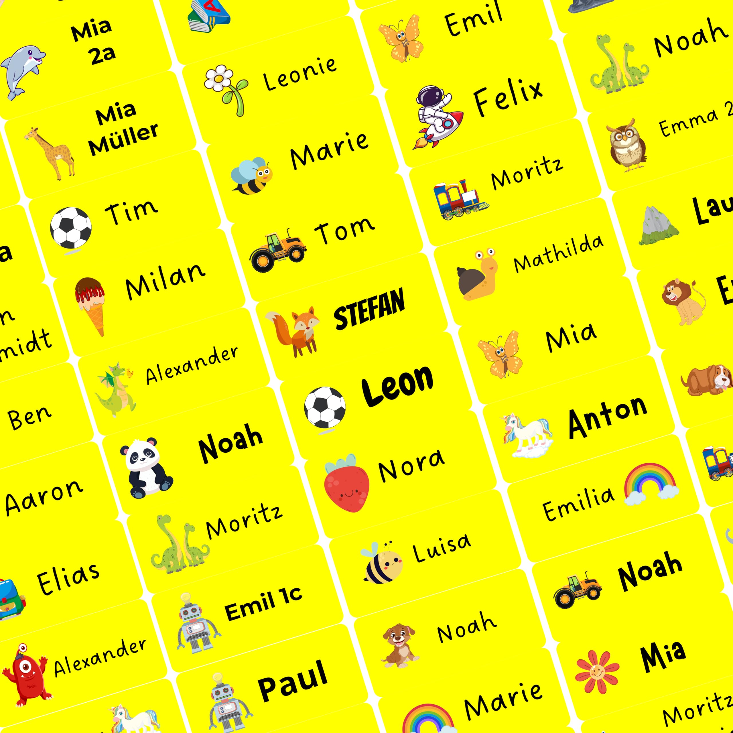 Namensaufkleber Kinder für Schule und KiTA 85 Stück Namens Etiketten personalisiert Made in Germany (Froschgrün)
