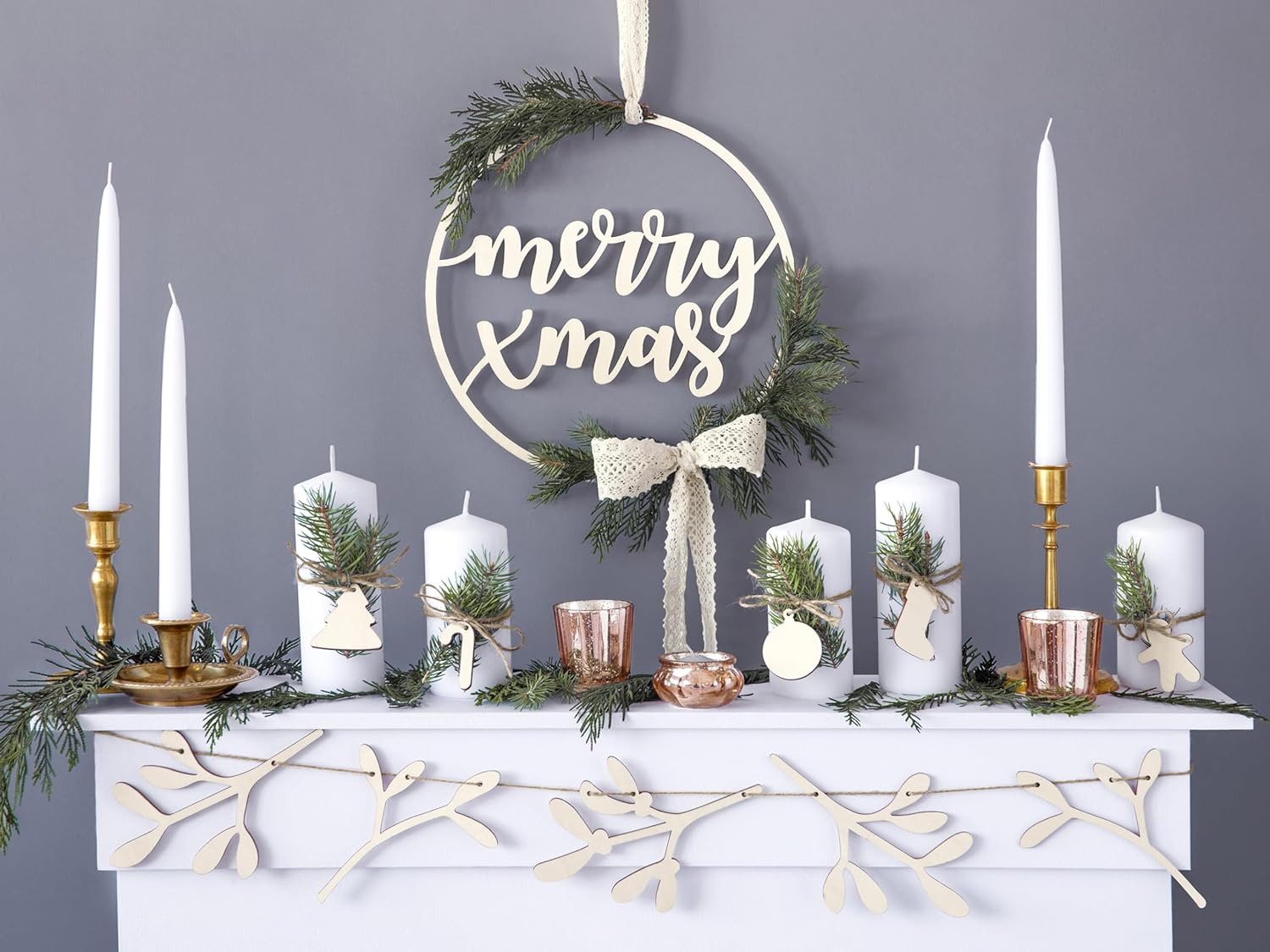 PartyDeco Stabkerzen 24cm x 10 Stück - Leuchterkerzen Tafelkerzen Spitzkerzen für Geburtstag Hochzeit Party - Weihnachtskerzen Adventskerzen - Weiß Matt