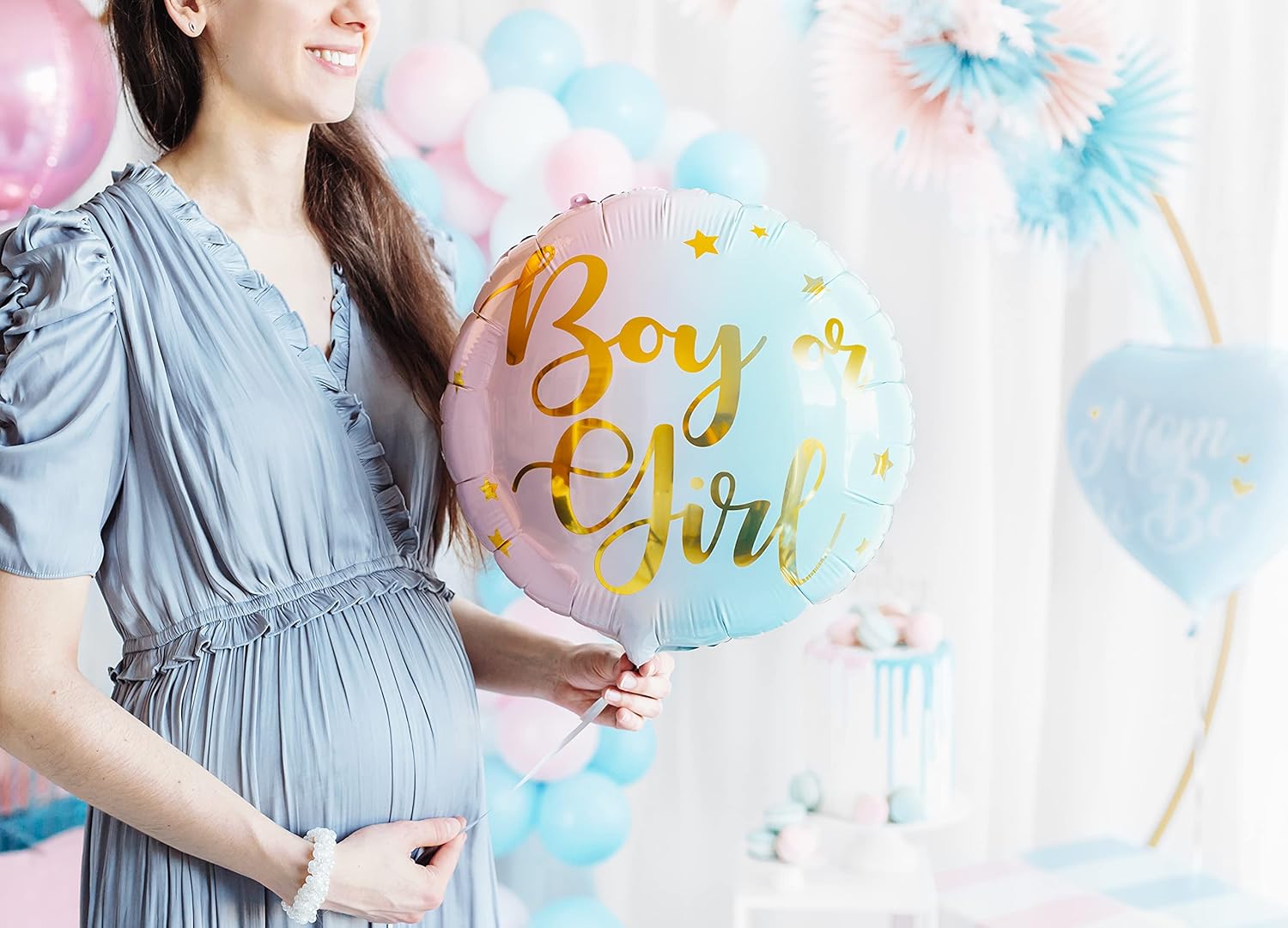 Folienballon 35cm Geschlecht Mädchen oder Junge für Helium geeignet Luftballon Babyparty rosa blau