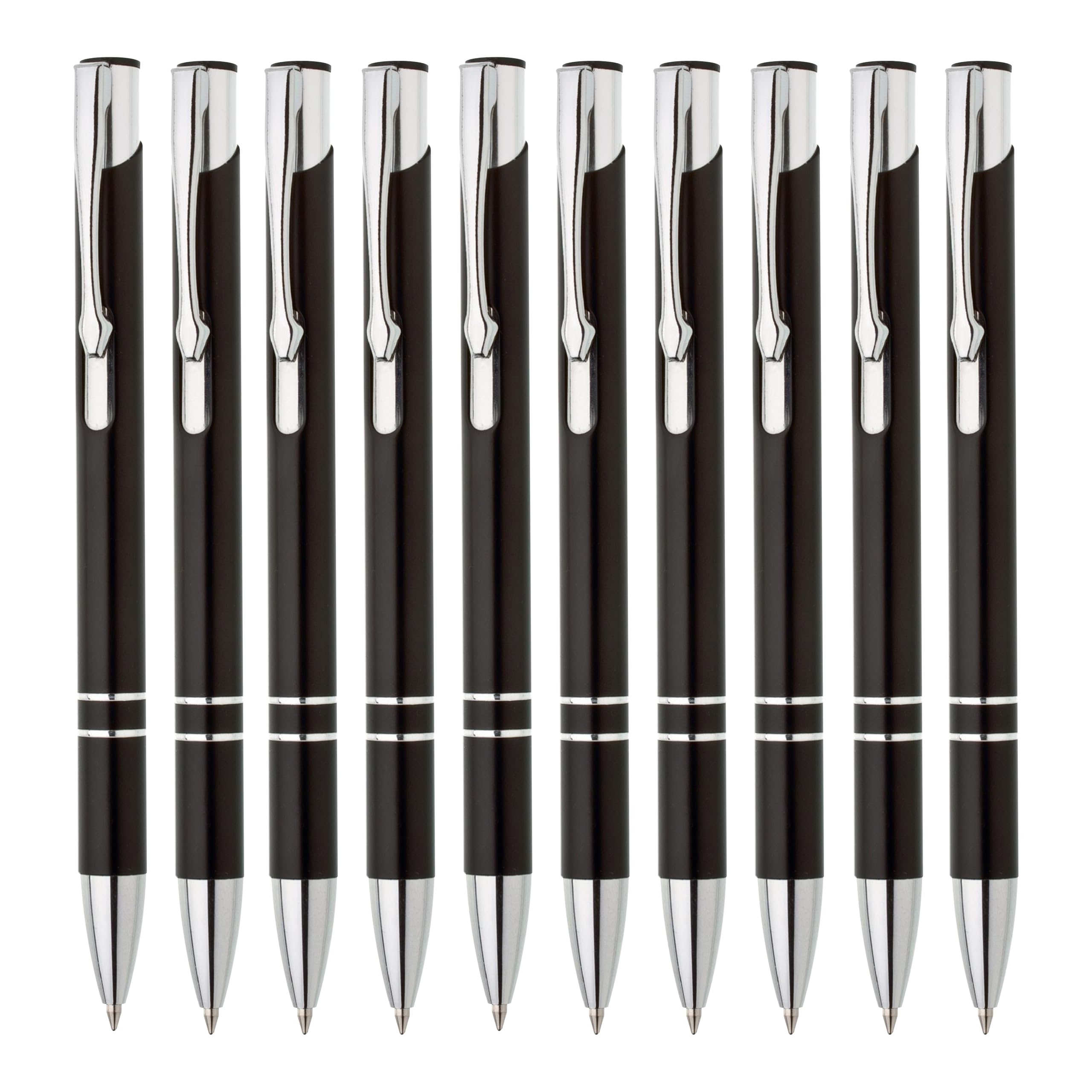 Metall Kugelschreiber 10er Set Hochwertige Blaue Tinte Premium Kullis für Büro Schule und Haushalt (Braun)