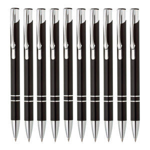 Metall Kugelschreiber 10er Set Hochwertige Blaue Tinte Premium Kullis für Büro Schule und Haushalt (Braun)