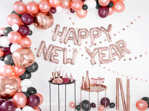 PartyDeco Girlande Sterne rosa Gold 36m Silvester Fasching Weihnachten Hochzeit Geburtstag