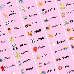 Namensaufkleber Kinder für Schule und KiTA 85 Stück Namens Etiketten personalisiert Made in Germany (Froschgrün)