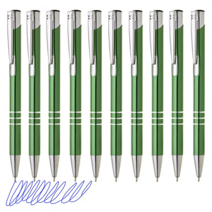 Kugelschreiber Metall 10er Set Hochwertige Blaue Tinte Premium Kullis für Büro Schule und Haushalt (Schwarz)