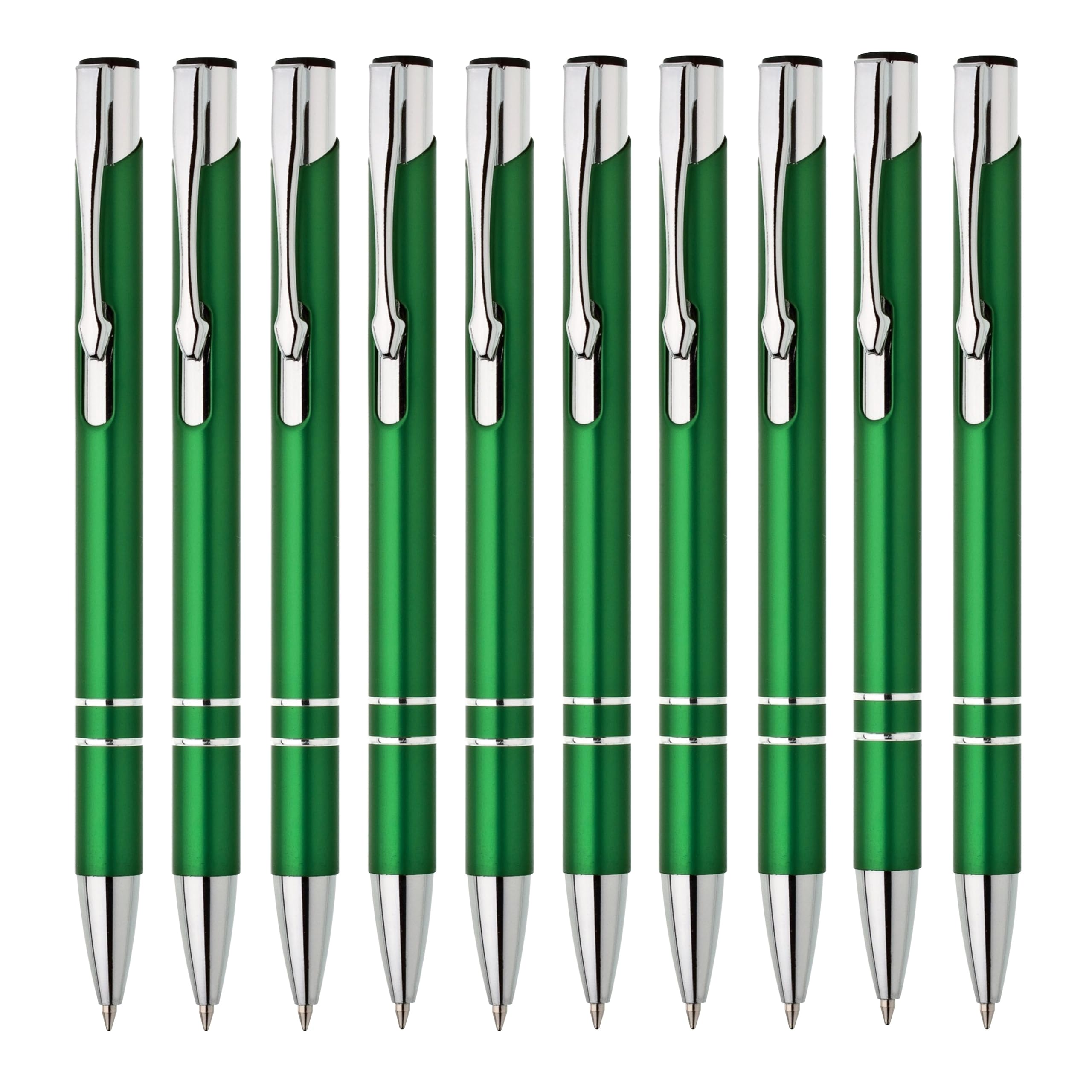 Metall Kugelschreiber 10er Set Hochwertige Blaue Tinte Premium Kullis für Büro Schule und Haushalt (Silber)