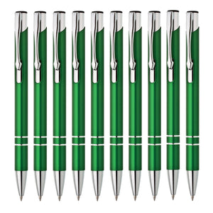 Metall Kugelschreiber 10er Set Hochwertige Blaue Tinte Premium Kullis für Büro Schule und Haushalt (Silber)