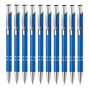 Metall Kugelschreiber 10er Set Hochwertige Blaue Tinte Premium Kullis für Büro Schule und Haushalt (Silber)