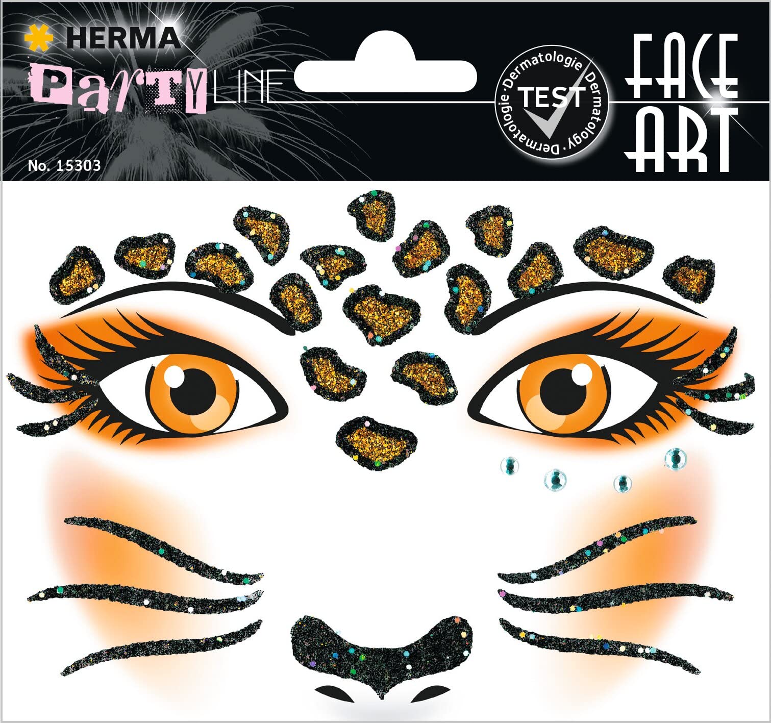 HERMA 15304 Face Art Sticker Bienen Blumen, dermatologisch getestet, ablösbare Glitzer Gesicht Aufkleber, temporäre Tattoos für Karneval Fasching Halloween Festival Kinder Geburtstag, gelb orange