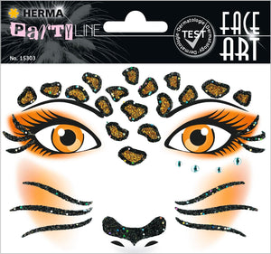HERMA 15304 Face Art Sticker Bienen Blumen, dermatologisch getestet, ablösbare Glitzer Gesicht Aufkleber, temporäre Tattoos für Karneval Fasching Halloween Festival Kinder Geburtstag, gelb orange