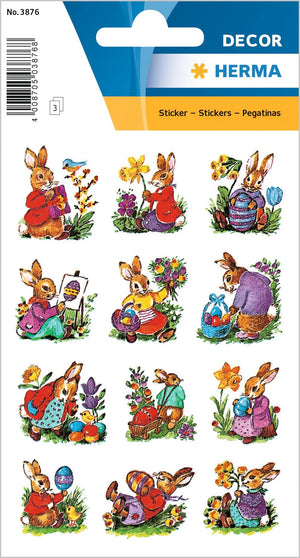 HERMA 3686 Aufkleber Ostereier Küken Bunt klein, 57 Stück, Ostern Sticker mit Ostermotiven, Happy Easter Etiketten für Ostergeschenke Osterdeko Scrapbooking Dekoration Geschenk Briefe DIY Basteln
