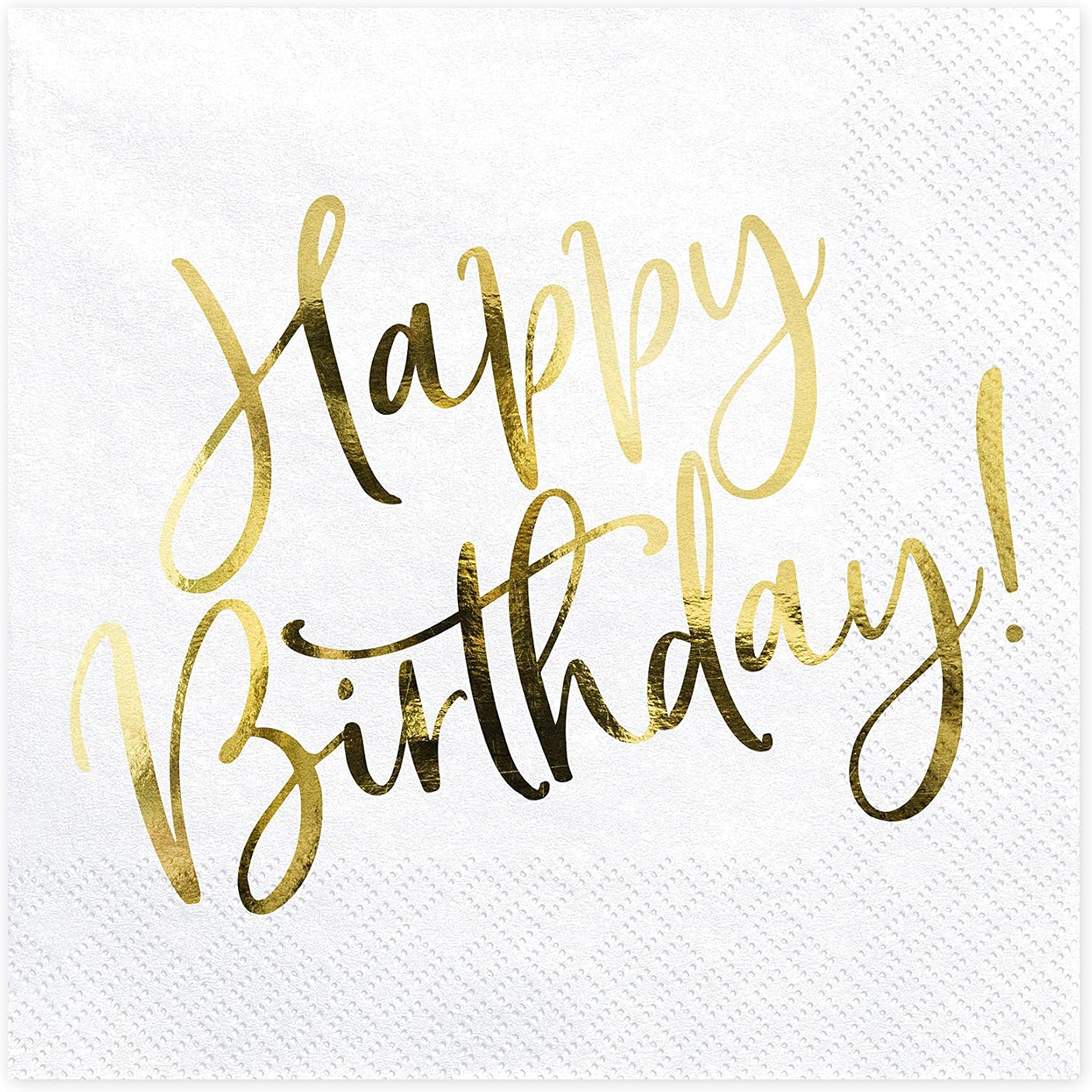 Party Deco Servietten für Geburtstag - Happy Birthday - Geburtstag mit Goldschrift, 33 X 33 cm, 20 Stück - Geburtstagsdeko Papierservietten für Event, Geburtstagparty, Jubiläum, Geburtstagsfeier