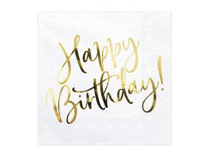 Servietten "Happy Birthday" 20Stk./33x33cm | Rosa