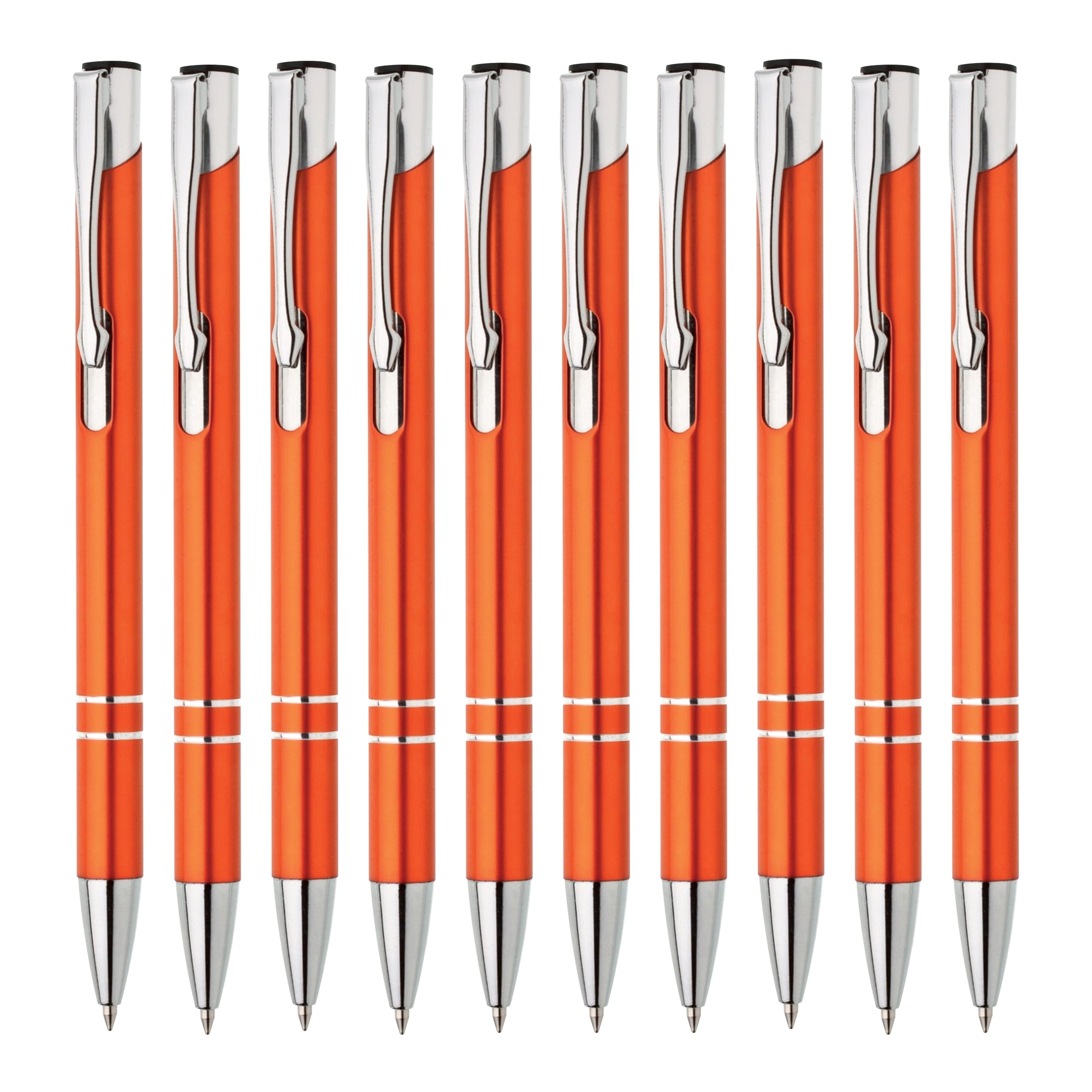 Metall Kugelschreiber 10er Set Hochwertige Blaue Tinte Premium Kullis für Büro Schule und Haushalt (Silber)