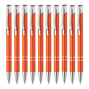 Metall Kugelschreiber 10er Set Hochwertige Blaue Tinte Premium Kullis für Büro Schule und Haushalt (Silber)