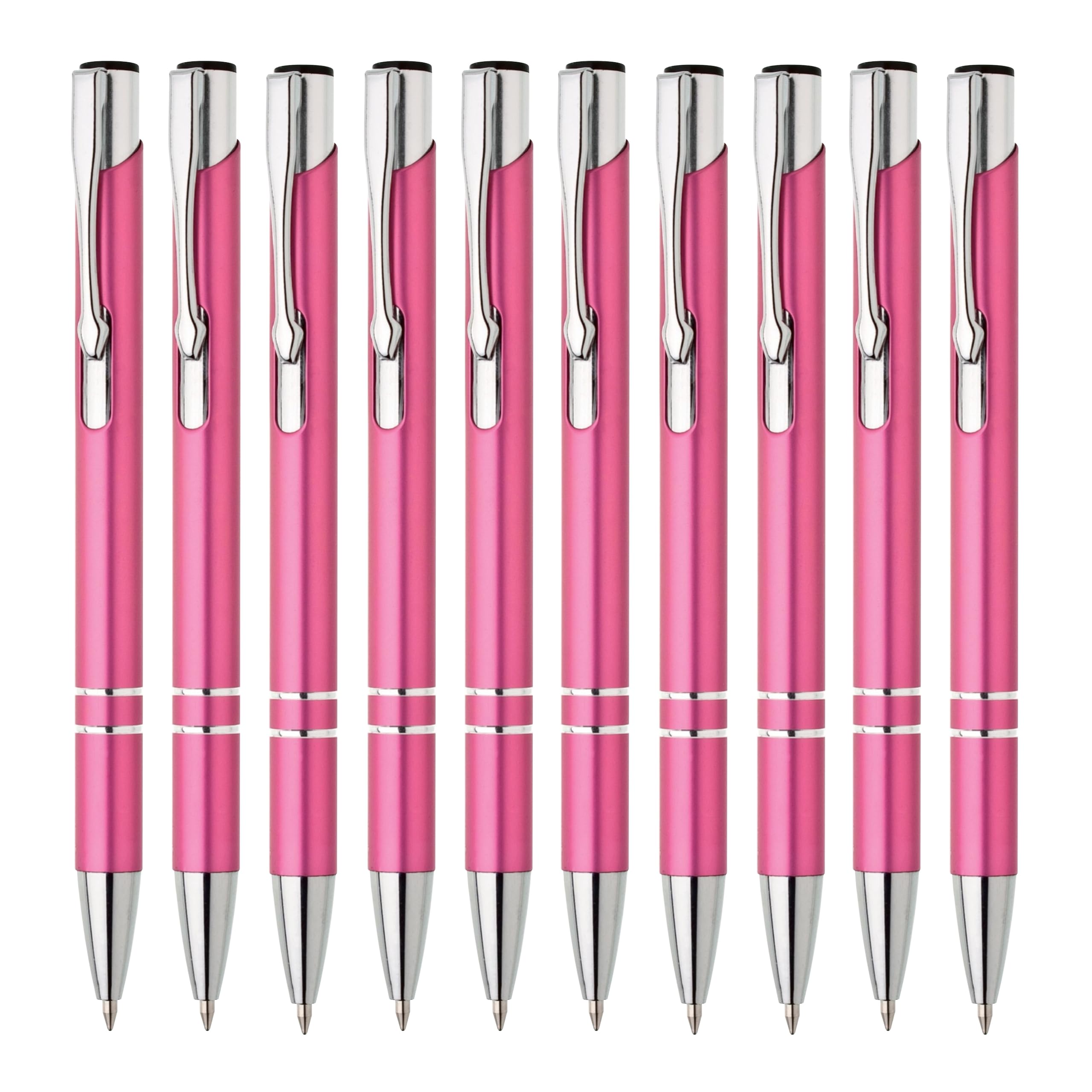 Metall Kugelschreiber 10er Set Hochwertige Blaue Tinte Premium Kullis für Büro Schule und Haushalt (Braun)