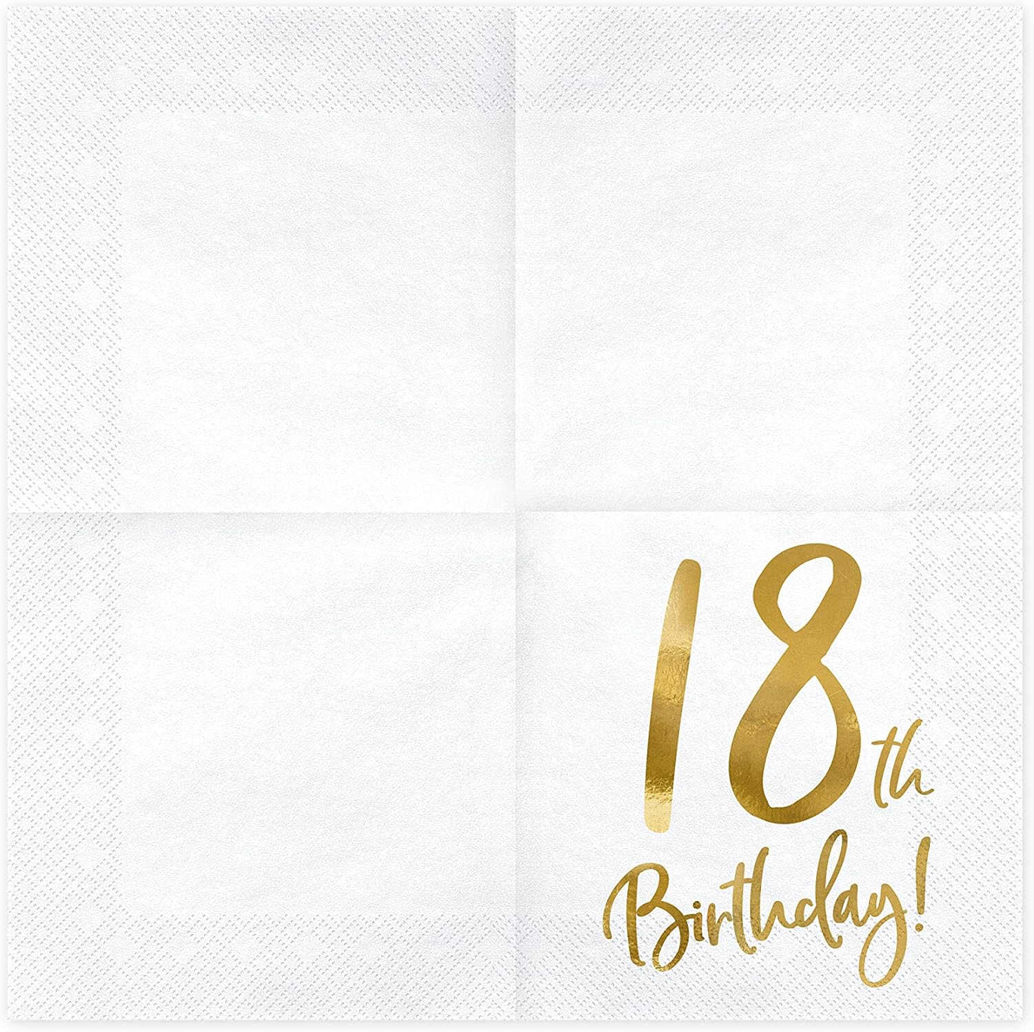 Party Deco Servietten für Geburtstag - 18th Birthday - 18. Geburtstag mit Goldschrift, 33 X 33 cm - Geburtstagsdeko Papierservietten für Event, Geburtstagparty, Jubiläum, Geburtstagsfeier