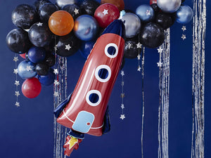 PartyDeco Folienballon Rakete 44x115cm Mix Geburtstag