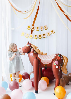 Folienballon Pferd 101x105cm - XXL Ballon für Helium oder Luft - Luftballon für Kindergeburtstag Mädchen Geburtstag - Tier Folienluftballon Tierballon - Geburtstagsdeko & Partydeko - Braun