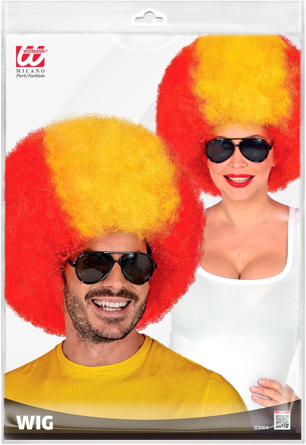 W WIDMANN MILANO Party Fashion 03004 - Lockenperücke Spanien, Rot-Gelb-Rot, Fan-Artikel, WM, EM, Public Viewing, Fußball