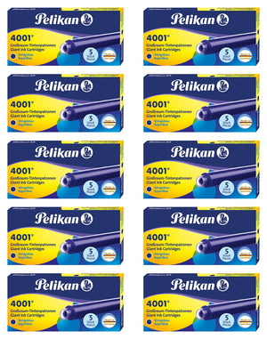 Pelikan 310748 Großraum-Tintenpatrone 4001, königsblau, 5 Patronen in Faltschachtel