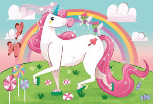 Clementoni 27109 Supercolor Unicorns – Puzzle 104 Teile ab 6 Jahren, buntes Kinderpuzzle mit besonderer Leuchtkraft & Farbintensität, Geschicklichkeitsspiel für Kinder