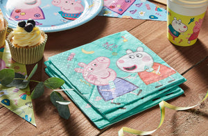 Procos 91034 - Servietten Peppa Pig, 20 Stück, Größe 33 x 33 cm, Mundtuch, Kindergeburtstag, Partygeschirr, Tischdekoration