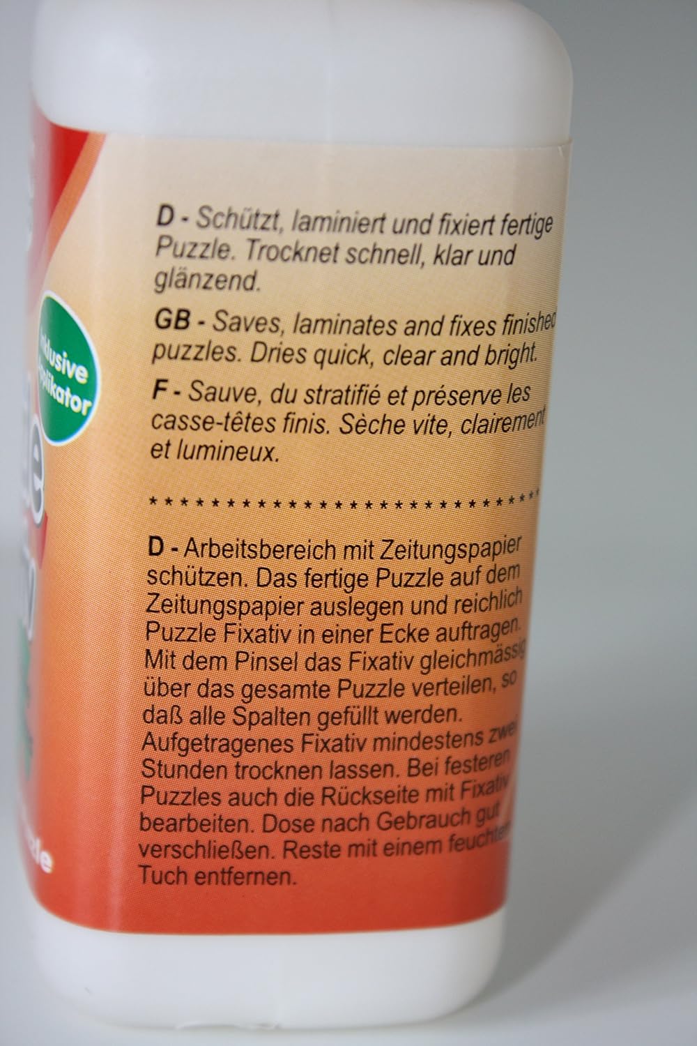 Meyco Hobby Puzzlekleber Fixativ 120 ml - Inkl. Applikator zum Auftragen - Für bis zu 2000 Teile Puzzles - Fixieren Sie Ihre Puzzles ohne Bilder-Rahmen